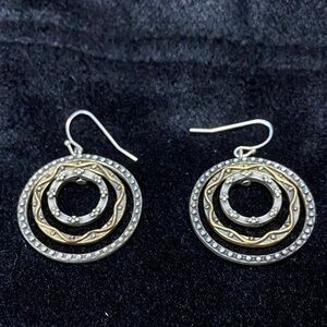 Elegant Silver and Gold Hoop Patterned Earrings